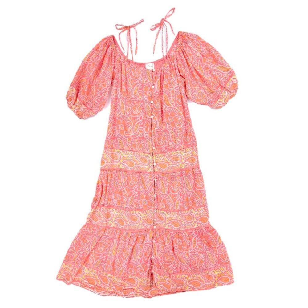 NEW Cleobella Violet Midi Dress Blossom Block Print Romantic Beachy Boho Resort